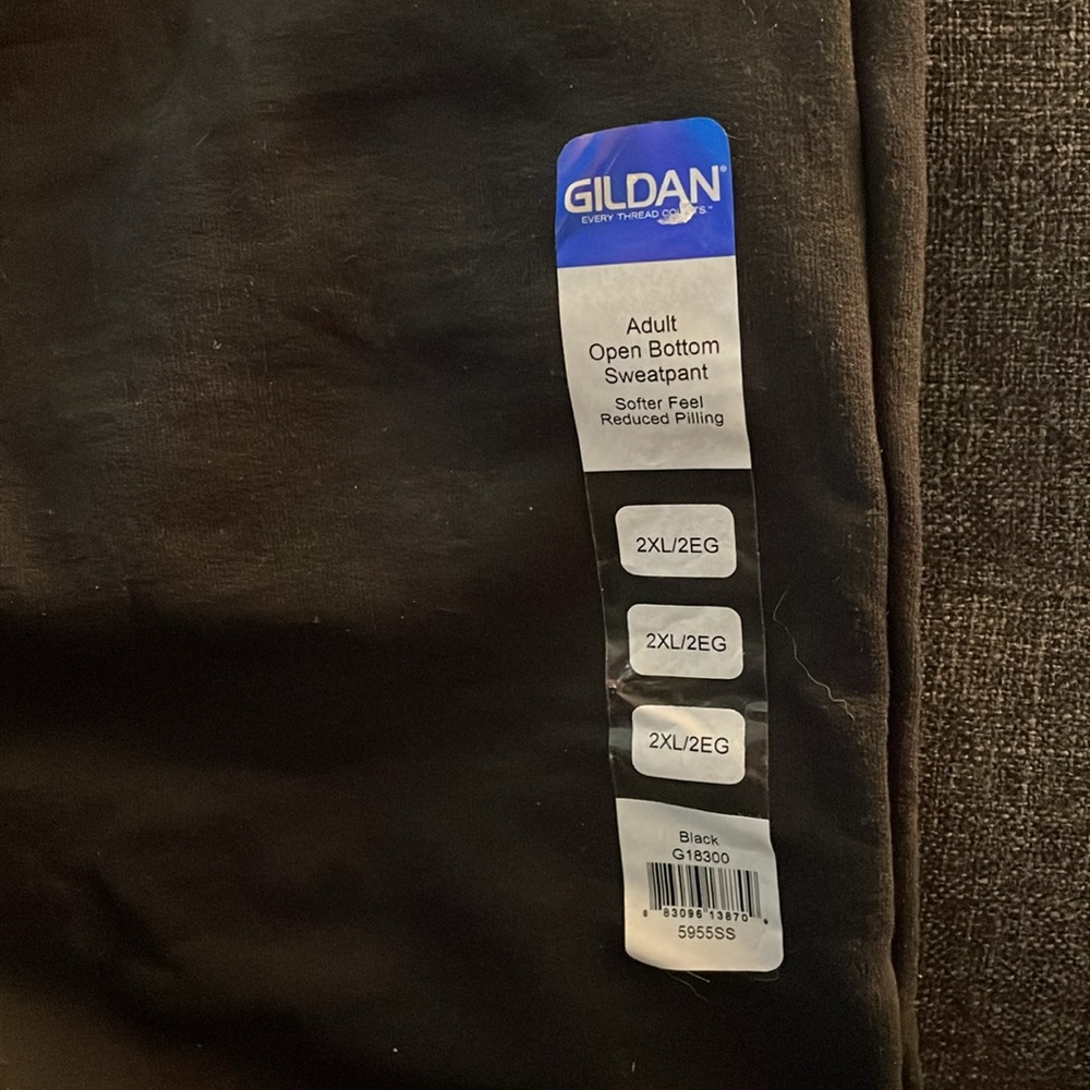 New with tags Gildan open bottom leg sweatpants. Black in color. Size 2XL. - Picture 2 of 8